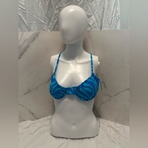 Sports Illustrated Azure Blue Zebra X-Back Underwire Bikini Top ONLY Teal 806855